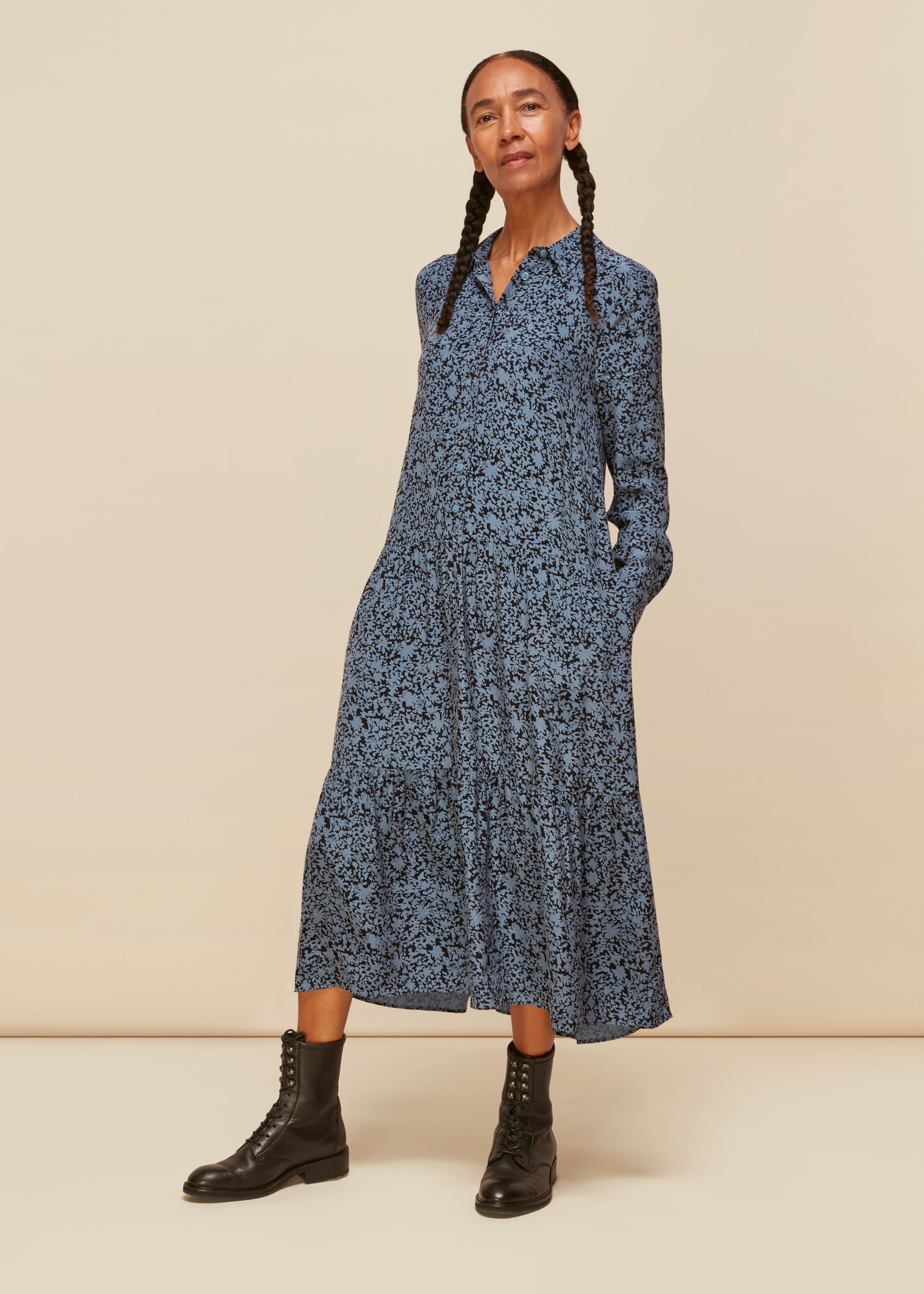 Blue Eucalyptus Print Dress | WHISTLES ...